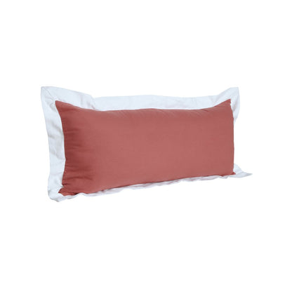 Ox Bay Hand-Woven Pink/White Bordered All-Natural Cotton Pillow Cover