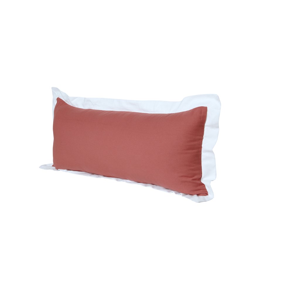 Ox Bay Hand-Woven Pink/White Bordered All-Natural Cotton Pillow Cover