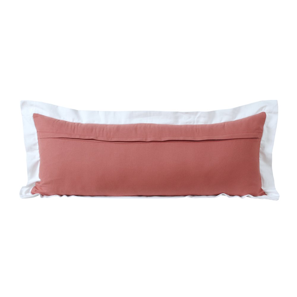 Ox Bay Hand-Woven Pink/White Bordered All-Natural Cotton Pillow Cover