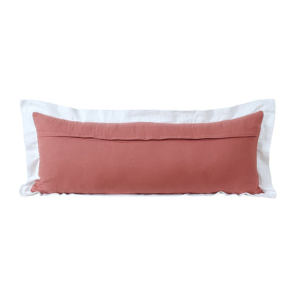 Ox Bay Hand-Woven Pink/White Bordered All-Natural Cotton Pillow Cover
