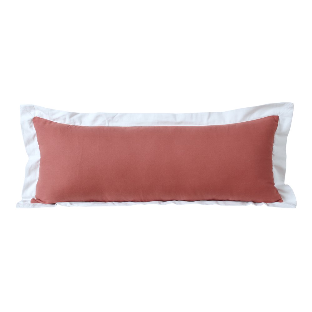 Ox Bay Hand-Woven Pink/White Bordered All-Natural Cotton Pillow Cover