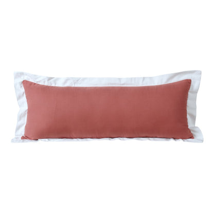 Ox Bay Hand-Woven Pink/White Bordered All-Natural Cotton Pillow Cover