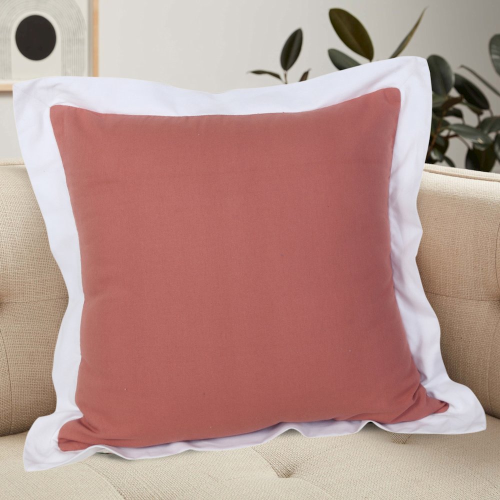 Empire Cotton Poly Filled Pillow in Pink/White, 20" x 20"