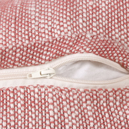 Ox Bay Hand-Woven Red/White Distressed All-Natural Cotton Pillow Cover
