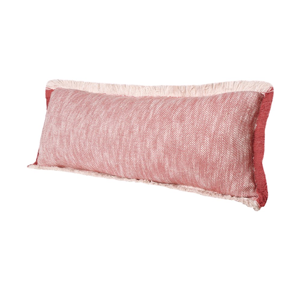 Ox Bay Hand-Woven Red/White Distressed All-Natural Cotton Pillow Cover