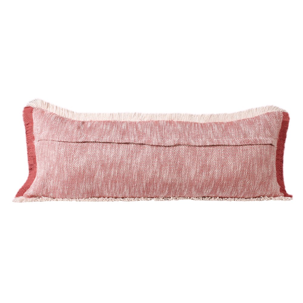 Ox Bay Hand-Woven Red/White Distressed All-Natural Cotton Pillow Cover