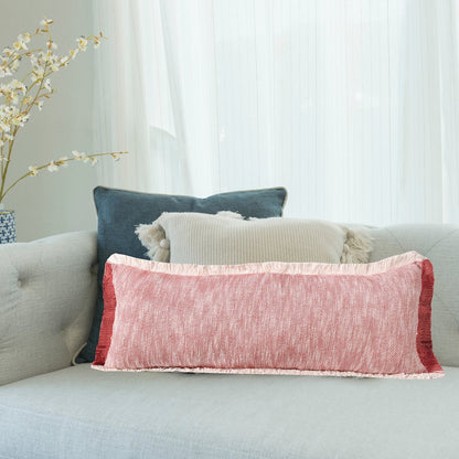 Ox Bay Hand-Woven Red/White Distressed All-Natural Cotton Pillow Cover