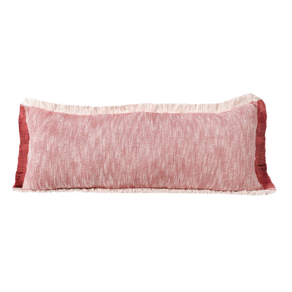Ox Bay Hand-Woven Red/White Distressed All-Natural Cotton Pillow Cover