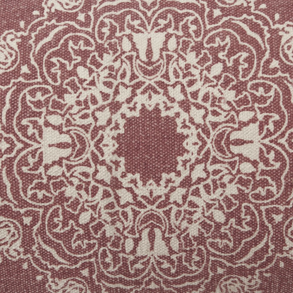 Ox Bay Hand-Woven Red/White Medallion All-Natural Cotton  Pillow Cover