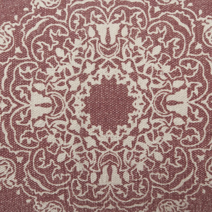 Ox Bay Hand-Woven Red/White Medallion All-Natural Cotton  Pillow Cover