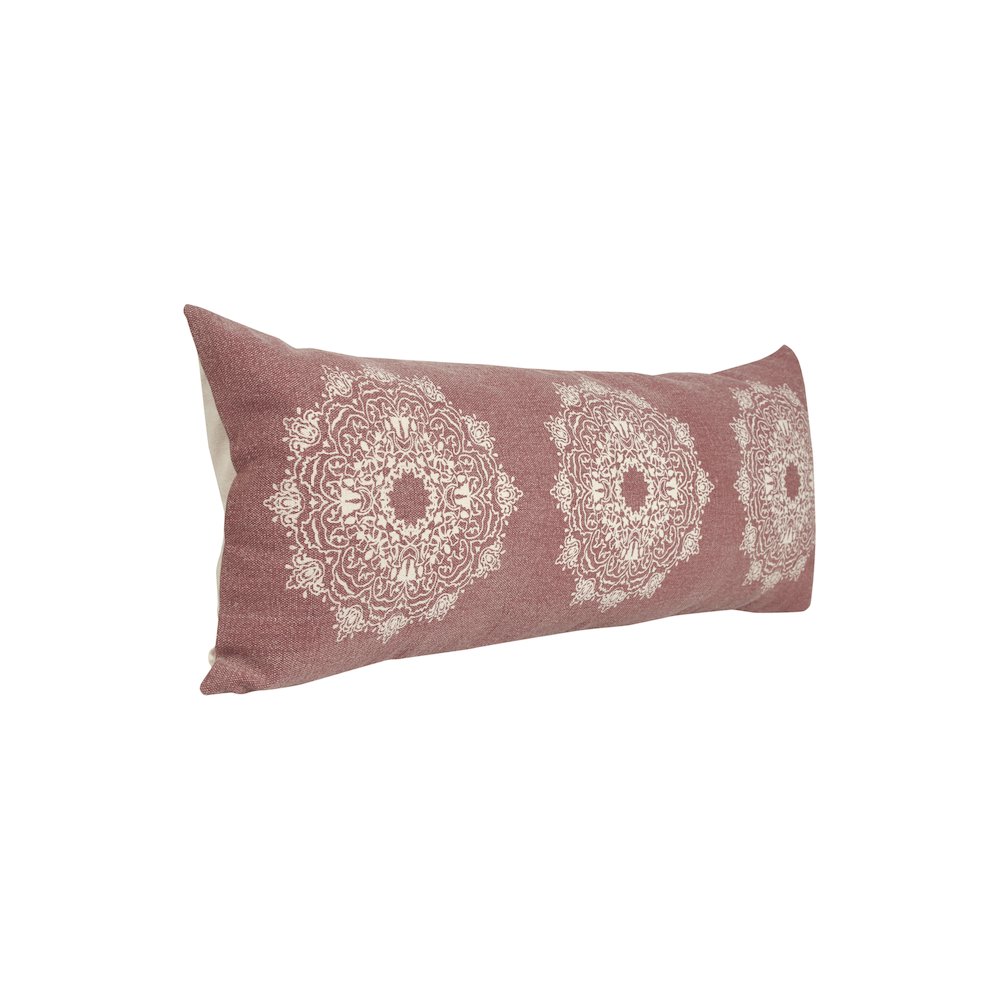 Ox Bay Hand-Woven Red/White Medallion All-Natural Cotton  Pillow Cover