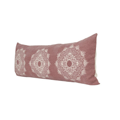 Ox Bay Hand-Woven Red/White Medallion All-Natural Cotton  Pillow Cover