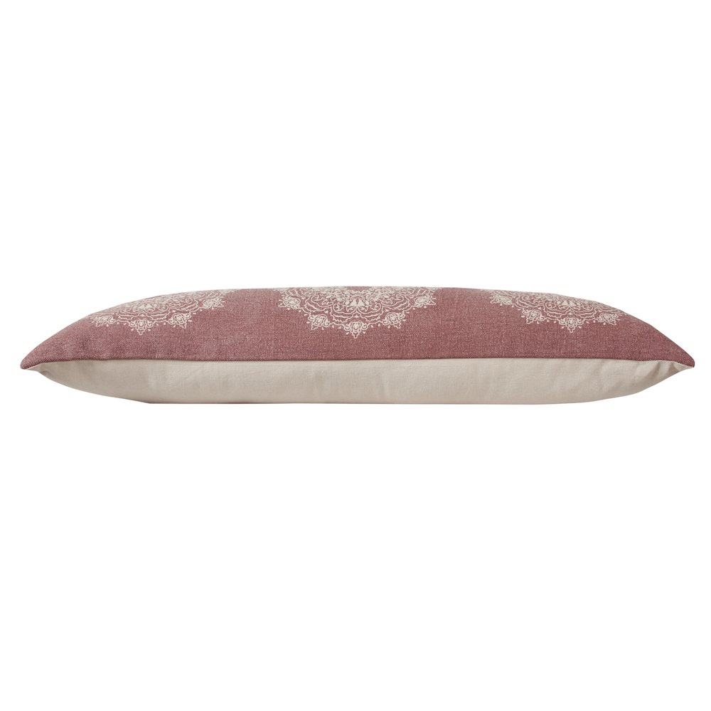 Ox Bay Hand-Woven Red/White Medallion All-Natural Cotton  Pillow Cover