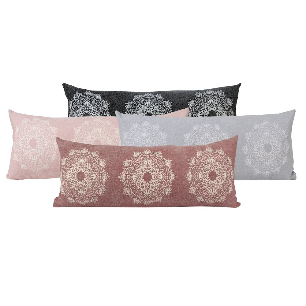 Ox Bay Hand-Woven Red/White Medallion All-Natural Cotton  Pillow Cover