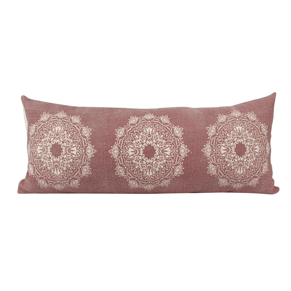 Ox Bay Hand-Woven Red/White Medallion All-Natural Cotton  Pillow Cover
