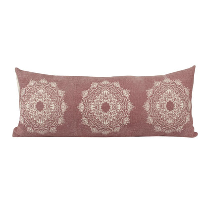 Ox Bay Hand-Woven Red/White Medallion All-Natural Cotton  Pillow Cover