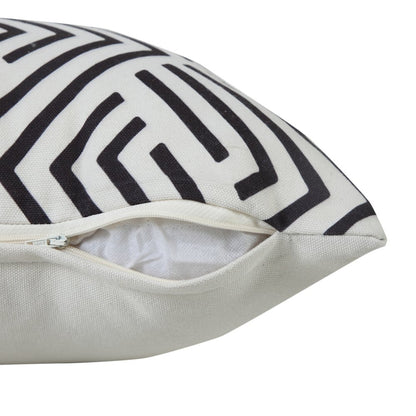 Veranda PET Yarn Poly Filled Pillow in Black/White, 20" x 20"