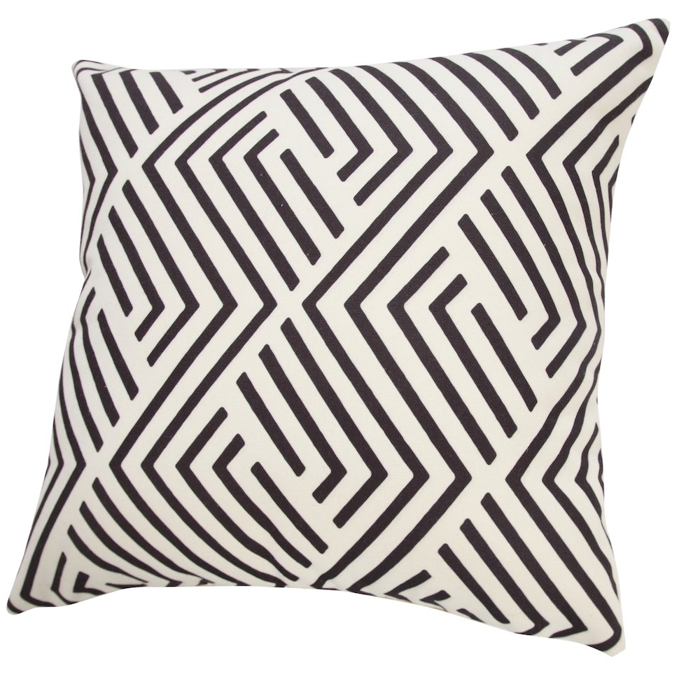 Veranda PET Yarn Poly Filled Pillow in Black/White, 20" x 20"