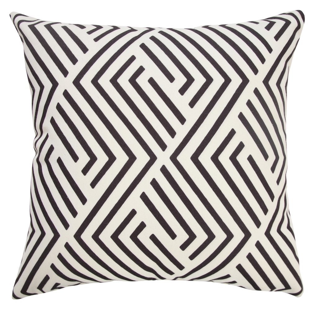 Veranda PET Yarn Poly Filled Pillow in Black/White, 20" x 20"