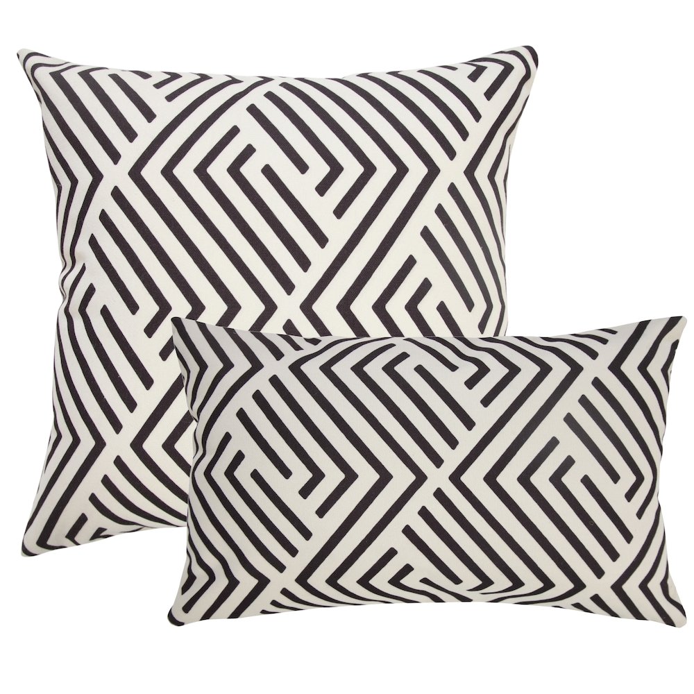 Veranda PET Yarn Poly Filled Pillow in Black/White, 20" x 20"