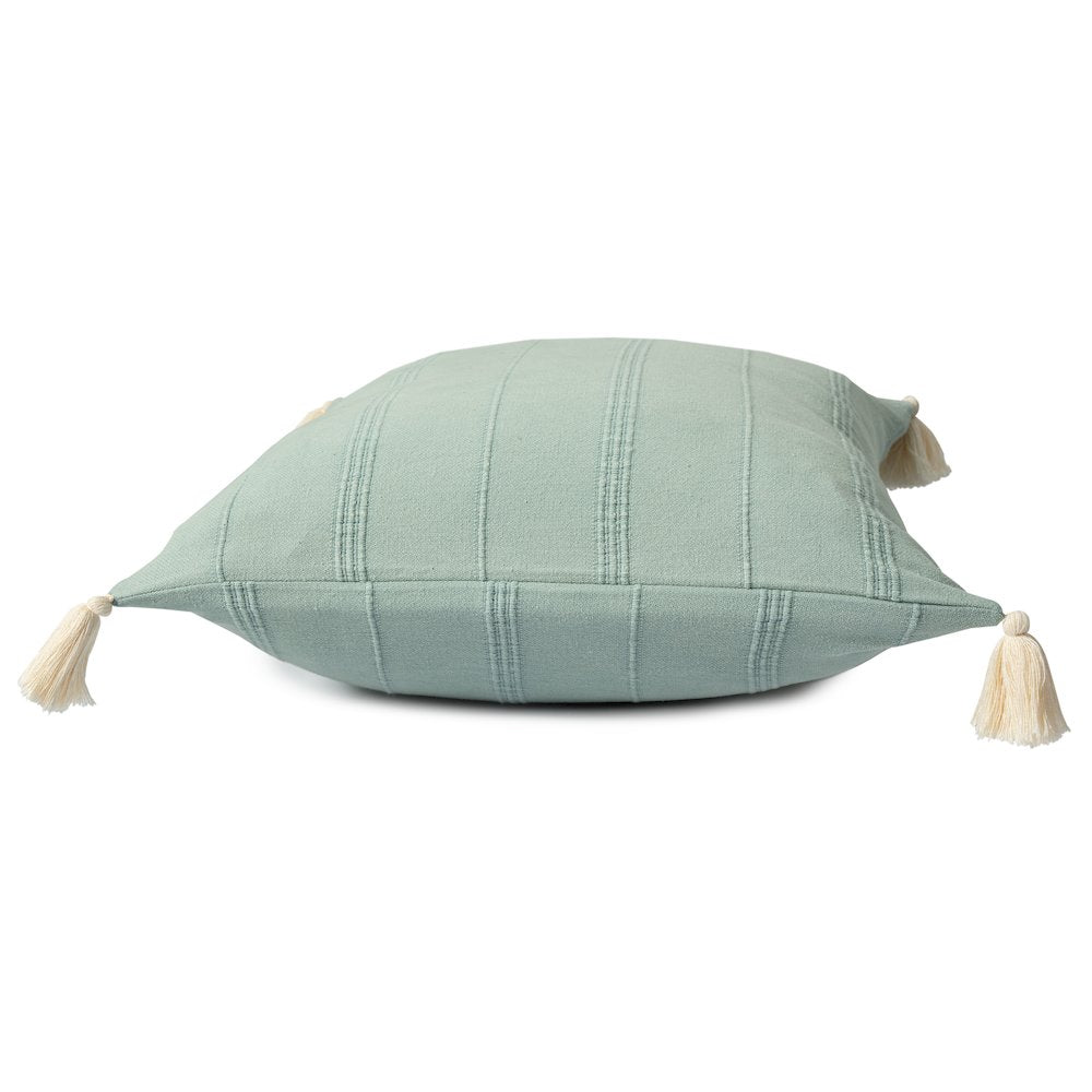 Silas Turkish Cotton Poly Filled Pillow in Green, 18" x 18"