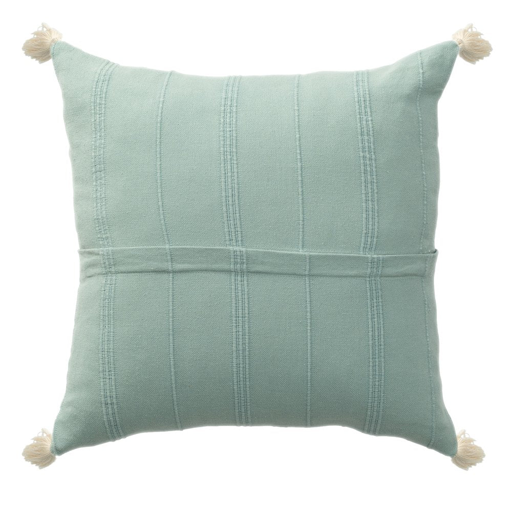 Silas Turkish Cotton Poly Filled Pillow in Green, 18" x 18"