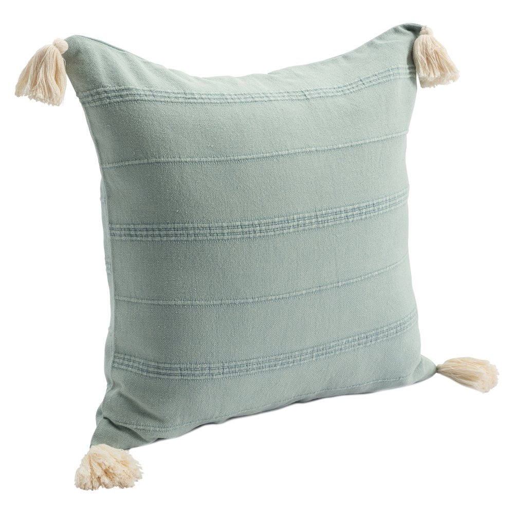 Silas Turkish Cotton Poly Filled Pillow in Green, 18" x 18"