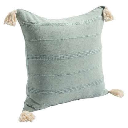 Silas Turkish Cotton Poly Filled Pillow in Green, 18" x 18"