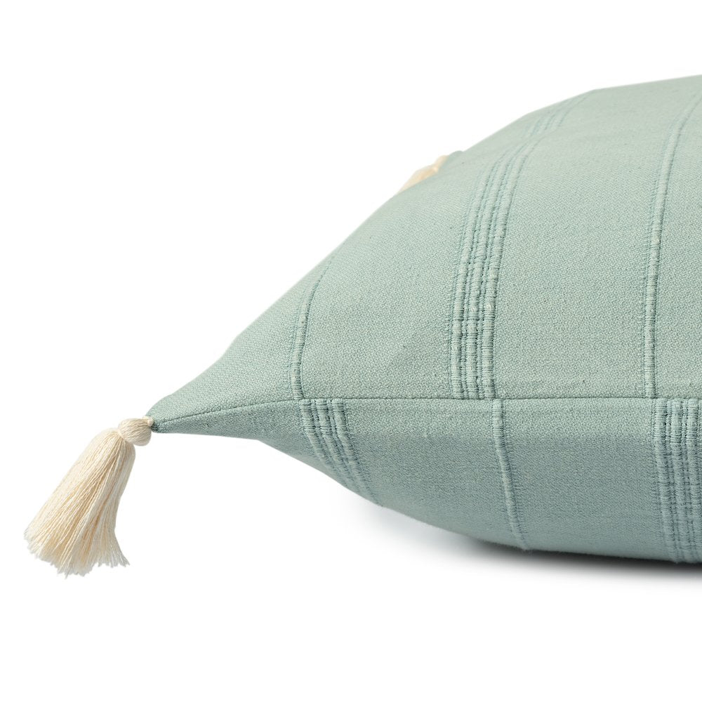 Silas Turkish Cotton Poly Filled Pillow in Green, 18" x 18"