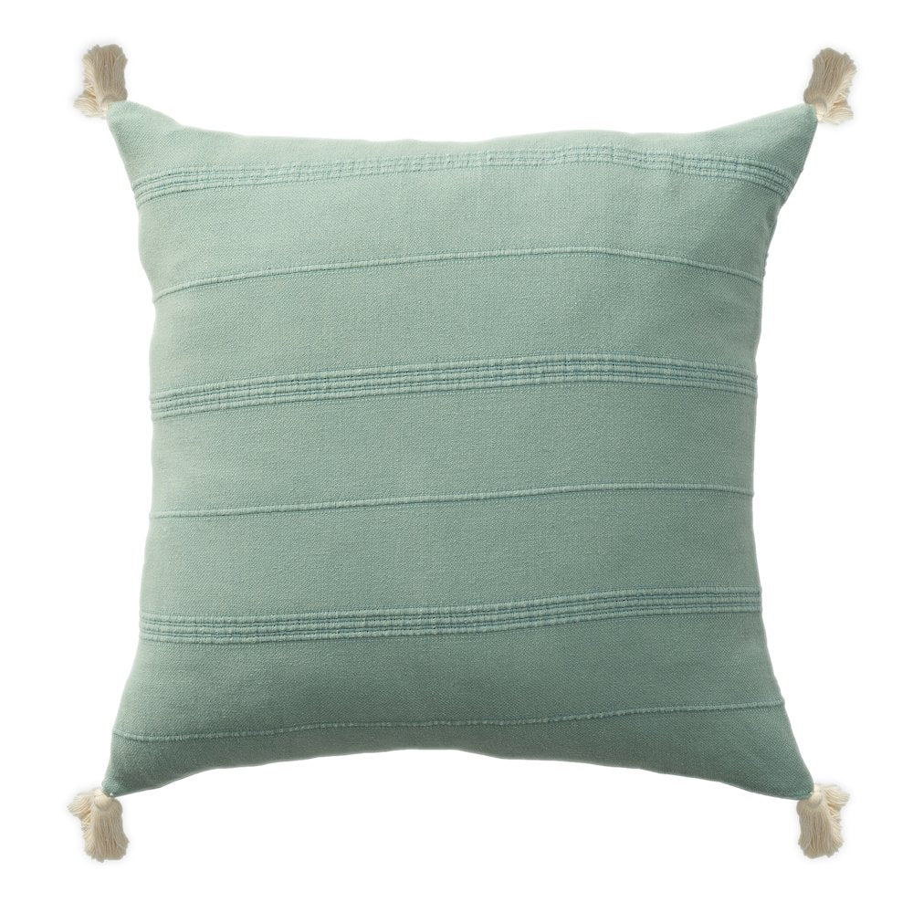 Silas Turkish Cotton Poly Filled Pillow in Green, 18" x 18"