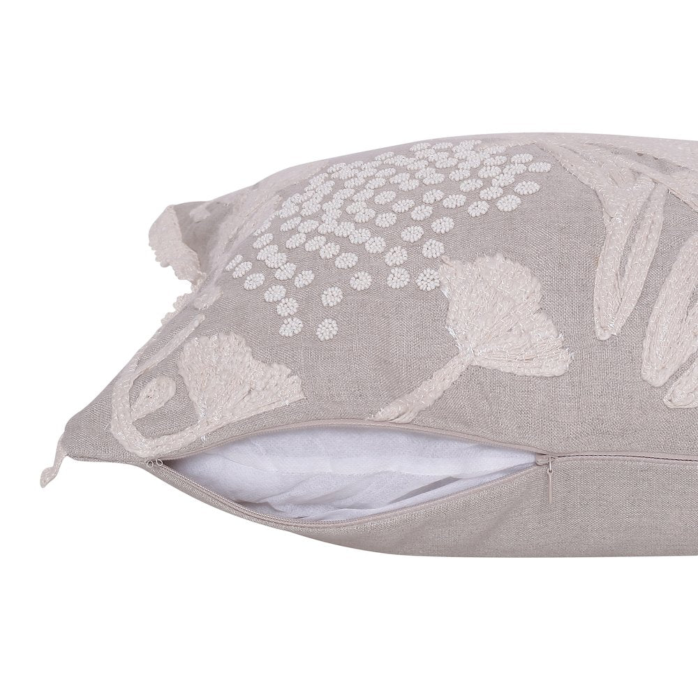 Odyssey Linen Poly Filled Pillow in Cream/Beige, 16" x 24"