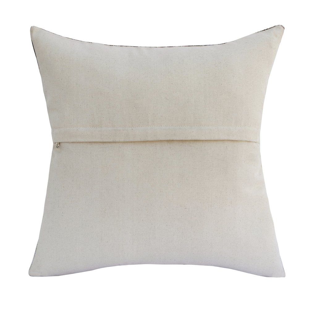 Austin Leather blend Poly Filled Pillow in Ivory/Brown, 20" x 20"
