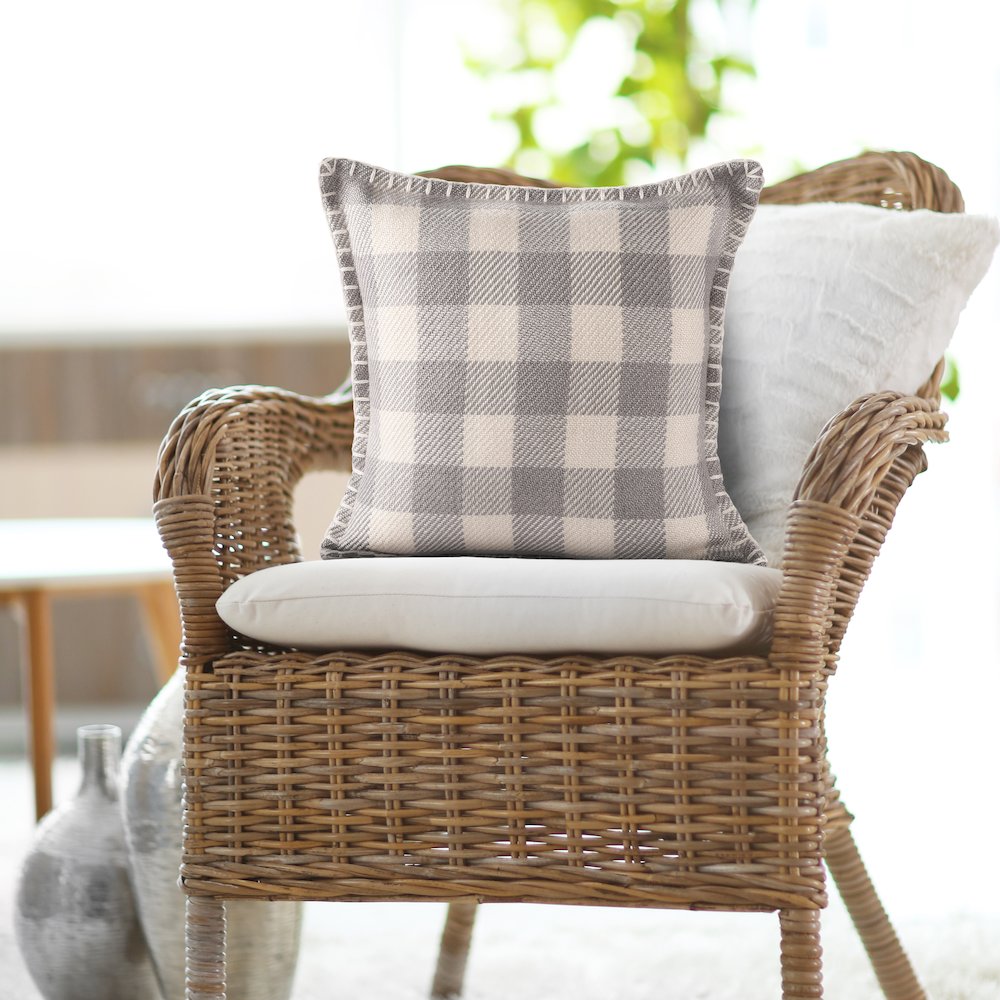 Denver Performance Poly Filled Pillow in Blue/Ivory, 20" x 20"