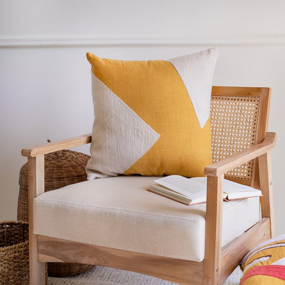 Stacy Garcia Cotton Poly Filled Pillow in Yellow/Ivory, 24" x 24"