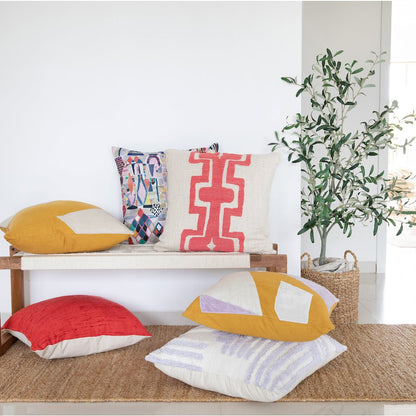 Stacy Garcia Cotton Poly Filled Pillow in Yellow/Ivory, 24" x 24"