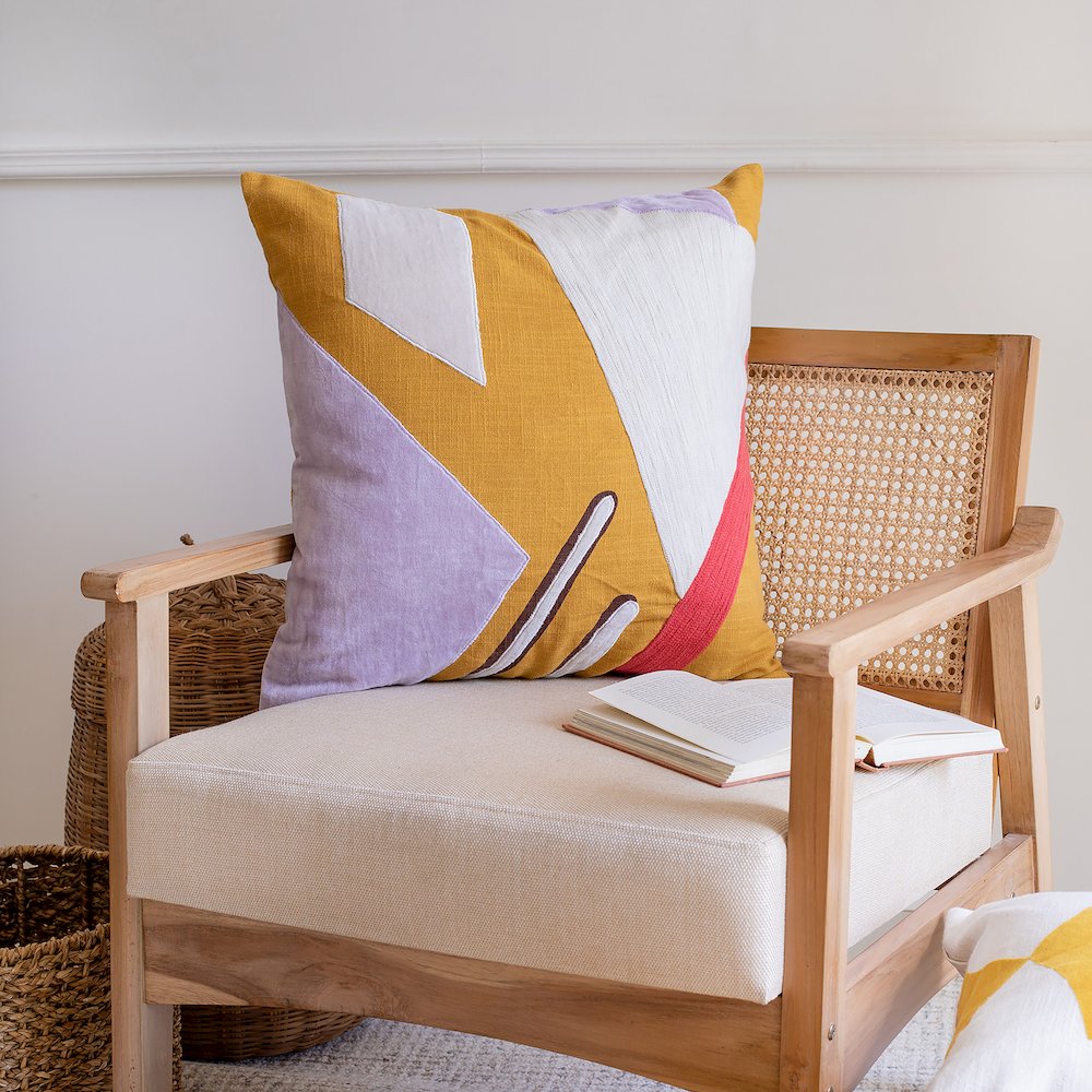 Stacy Garcia Cotton Poly Filled Pillow in Yellow/Purple, 20" x 20"