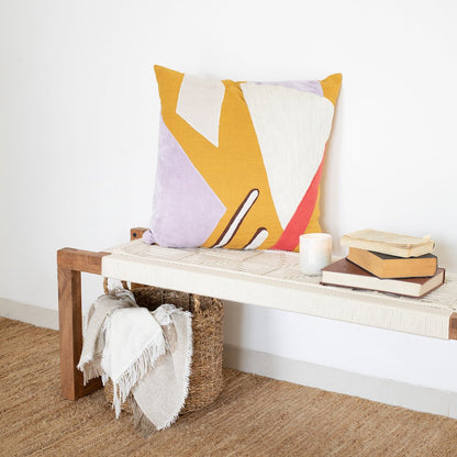 Stacy Garcia Cotton Poly Filled Pillow in Yellow/Purple, 20" x 20"