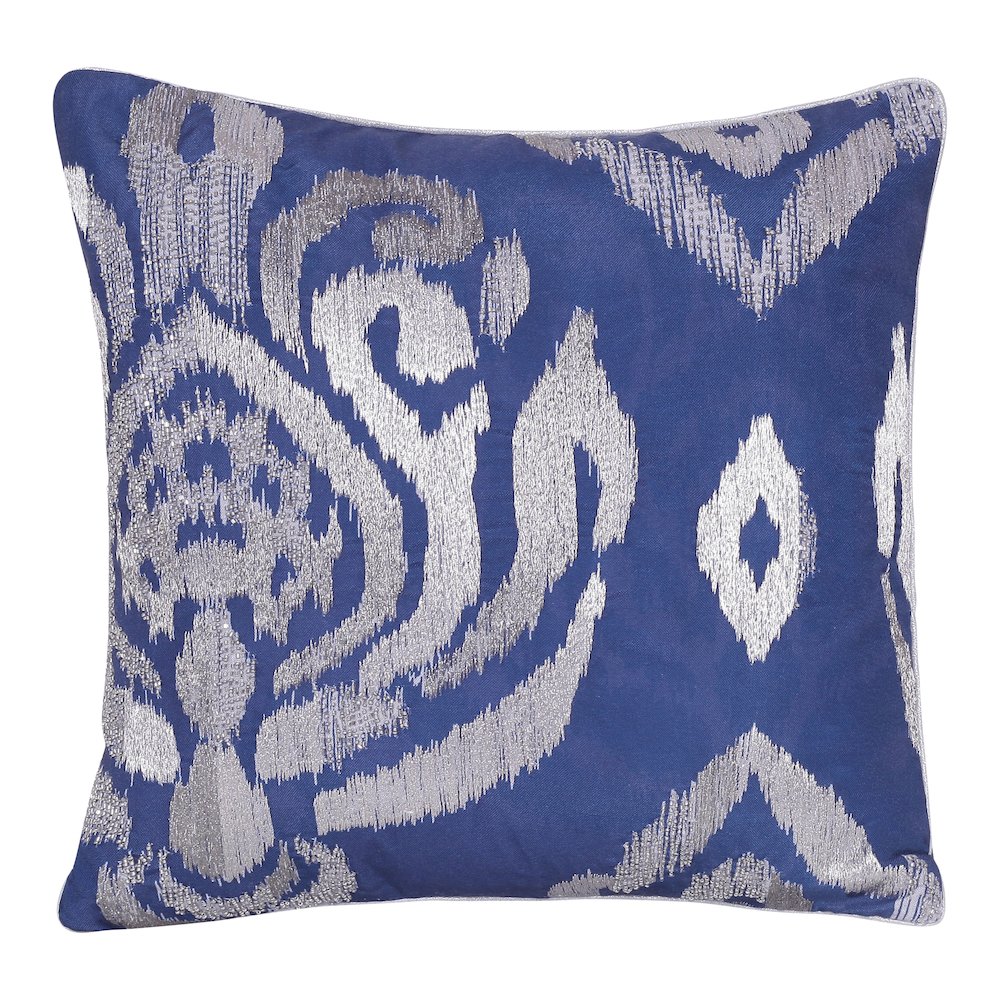 Cosmopolitan Performance Poly Filled Pillow in Blue/Silver, 20" x 20"