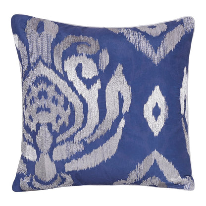Cosmopolitan Performance Poly Filled Pillow in Blue/Silver, 20" x 20"