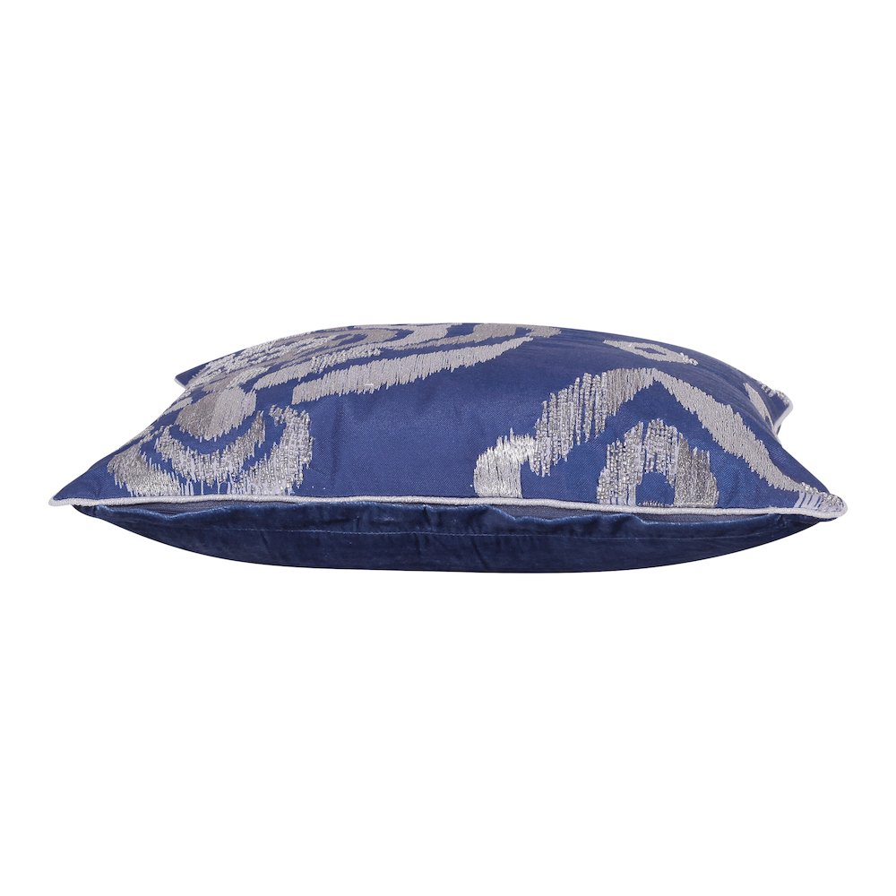 Cosmopolitan Performance Poly Filled Pillow in Blue/Silver, 20" x 20"