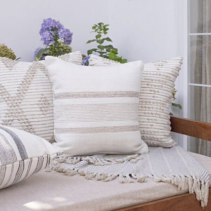 Opee Recycled PET Poly Filled Pillow in Beige/White, 20" x 20"