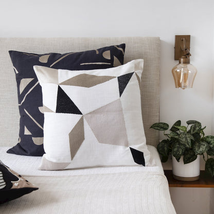 Stacy Garcia  Cotton Blend Poly Filled Pillow in Black/Beige, 20" x 20"