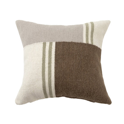 Bauhaus Wool Blend Poly Filled Pillow in Brown/Gray, 24" x 24"