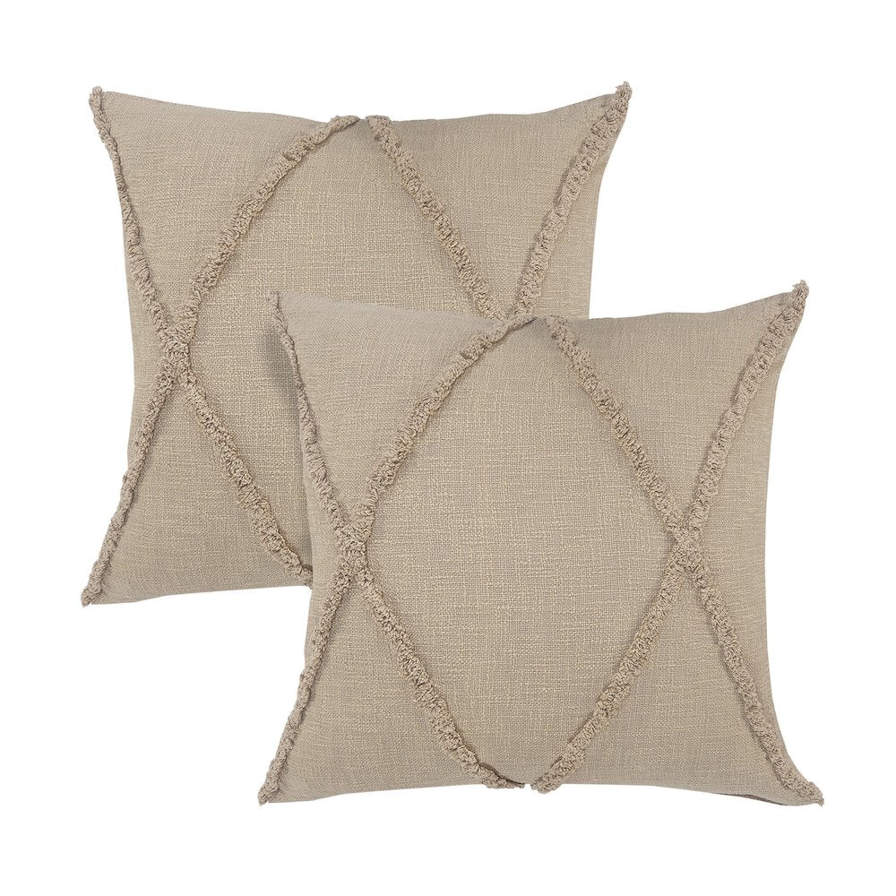 Reese Cotton Pillow Set of 2 in Brown, 20" x 20"