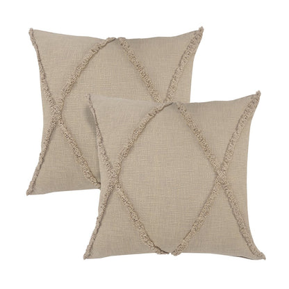 Reese Cotton Pillow Set of 2 in Brown, 20" x 20"