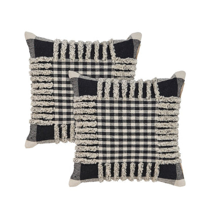 Elevate Cotton Pillow Set of 2 in Black/Ivory, 18" x 18"