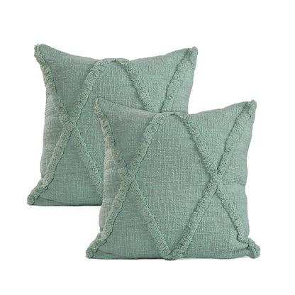 Reese Cotton Pillow Set of 2 in Green, 18" x 18"