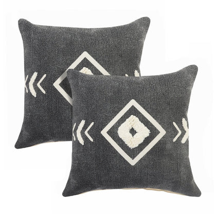 Avant-garde Cotton Pillow Set of 2 in Black/Cream, 20" x 20"