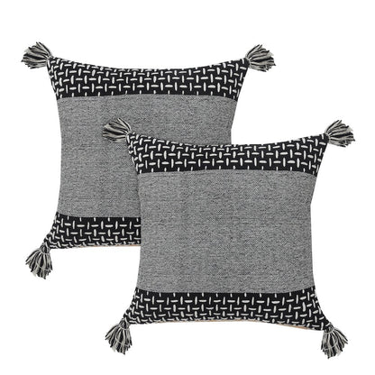 Elevate Cotton Pillow Set of 2 in Black/Gray, 20" x 20"