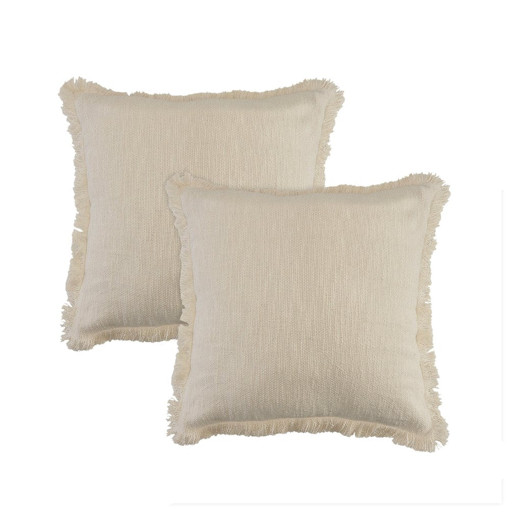 Aspen Cotton Pillow Set of 2 in Cream, 20" x 20"